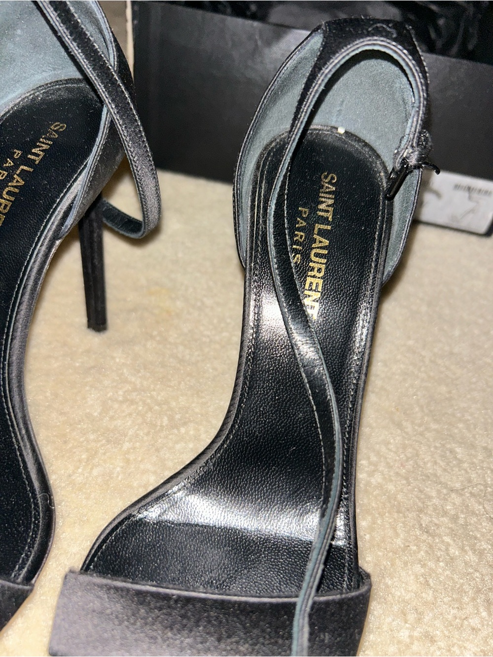 Saint Laurent Black Ankle-Strap Sandals - Picture 2 of 7